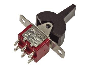 VERTICALE PADDLE SCHAKELAAR VOOR PCB DPDT (ON)-OFF-(ON)