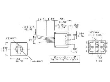 VERTICALE TUIMELSCHAKELAAR 3PDT (ON)-OFF-(ON) - PCB TYPE
