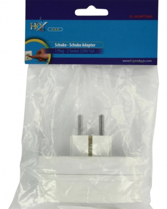 Schuko adapter 1 plug 2 socket