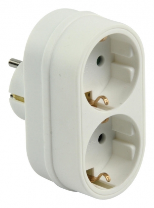 Schuko adapter 1 plug 2 socket