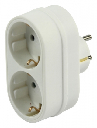 Schuko adapter 1 plug 2 socket