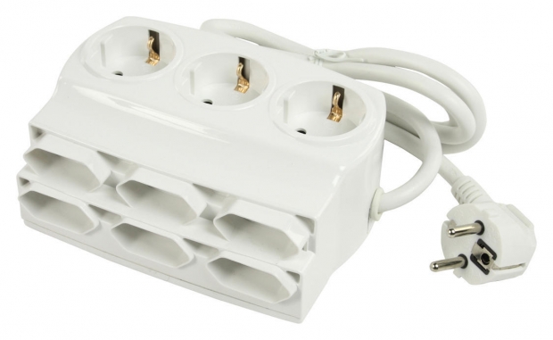 9-voudige stekkerdoos euro / schuko wit