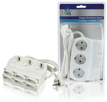 9-voudige stekkerdoos euro / schuko wit