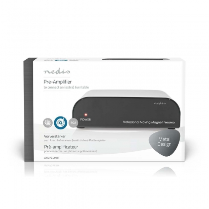 Voorversterker | Input: 1x RCA | Output: 1x RCA | 2 Kanalen | Phono / Platenspeler | Automatisch | Zwart