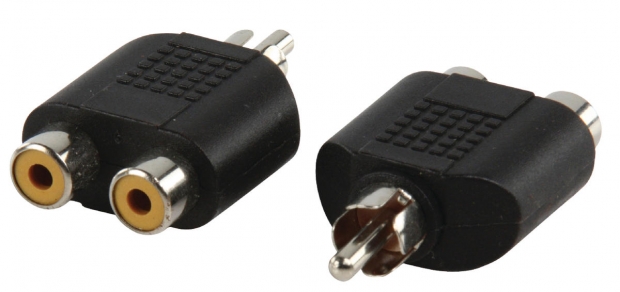 Mono-Audio-Adapter RCA Male - 2x RCA Female Zwart