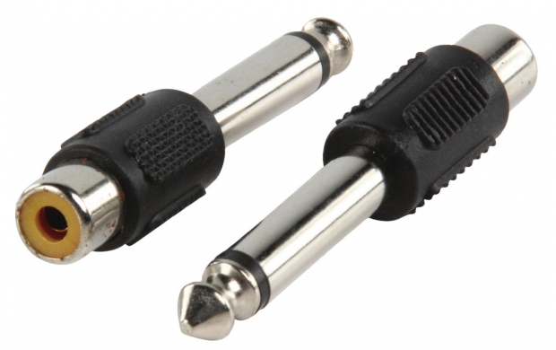 Mono Jack Adapter 6.35mm Male - RCA Female Zwart