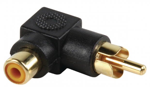 Stereo-Audio-Adapter 90° Haaks RCA Male - RCA Female Zwart