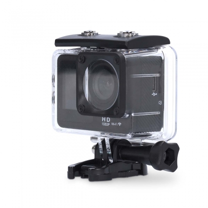 Action Cam | Dubbel scherm | 1080p@30fps | 12 MPixel | Waterbestendig tot: 30.0 m | 70 min | Wi-Fi | App beschikbaar voor: Android™ / IOS | Mounts inbegrepen | Zwart