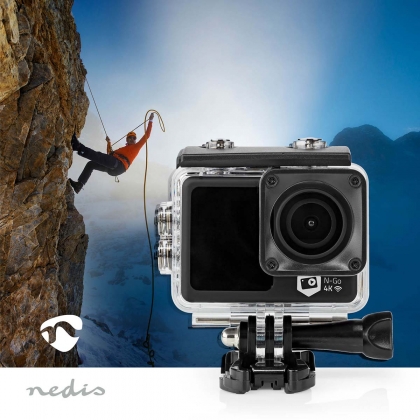 Action Cam | Dubbel scherm | 4K@30fps | 16 MPixel | Waterbestendig tot: 30.0 m | 90 min | Wi-Fi | App beschikbaar voor: Android™ / IOS | Mounts inbegrepen | Zwart