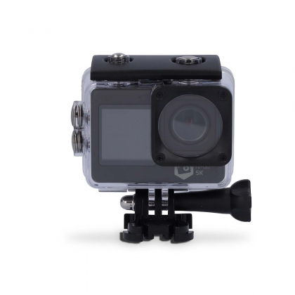 Action Cam | Dubbel scherm | 5K@30fps | 16 MPixel | Waterbestendig tot: 30.0 m | 80 min | Wi-Fi | App beschikbaar voor: Android™ / IOS | Mounts inbegrepen | Zwart