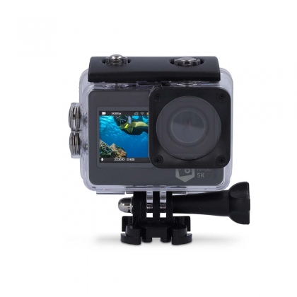 Action Cam | Dubbel scherm | 5K@30fps | 16 MPixel | Waterbestendig tot: 30.0 m | 80 min | Wi-Fi | App beschikbaar voor: Android™ / IOS | Mounts inbegrepen | Zwart