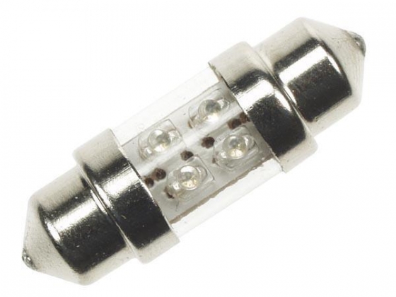 WITTE 12V LED LAMP VOOR AUTO, 4 LEDS (2st/blister)