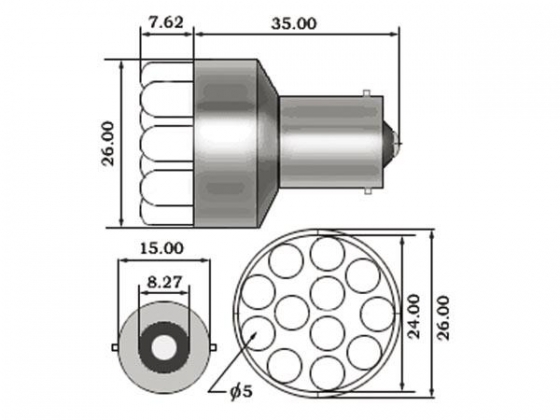 WITTE 12V LED LAMP VOOR AUTO, 12 LEDS (1st/blister)