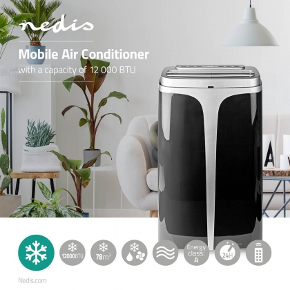 Mobile Air Conditioner | 12,000 BTU | Energy Class A | Afstandsbediening | Timer | Zwart