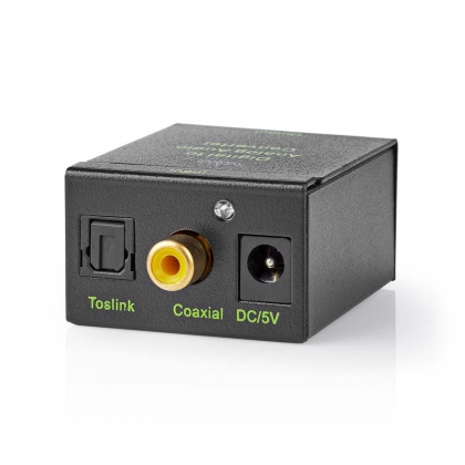 Digitale Audioconverter | 1-weg | Input: 1x Digital RCA / 1x TosLink | Output: 1x (2x RCA) / 1x 3,5mm | Automatisch | Geïntegreerde versterker | Zwart