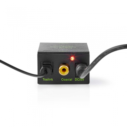 Digitale Audioconverter | 1-weg | Input: 1x Digital RCA / 1x TosLink | Output: 1x (2x RCA) / 1x 3,5mm | Automatisch | Geïntegreerde versterker | Zwart