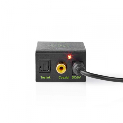 Digitale Audioconverter | 1-weg | Input: 1x Digital RCA / 1x TosLink | Output: 1x (2x RCA) / 1x 3,5mm | Automatisch | Geïntegreerde versterker | Zwart