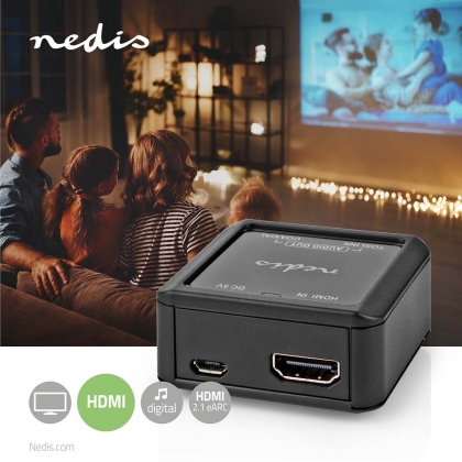 Digitale Audioconverter | 1-weg | Input: DC Power / HDMI™ Input | Output: 1x Coax Audio / 1x TosLink Female | Automatisch | Antraciet