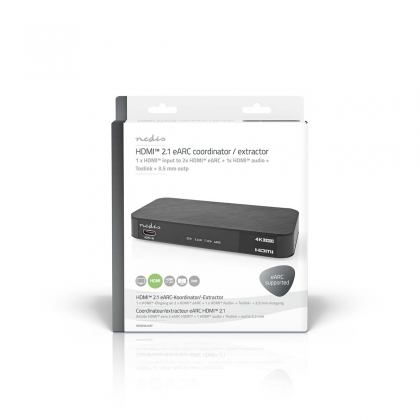Digitale Audioconverter | 2-wegs | Input: DC Power / 1 x HDMI™ Input | Output: 1x 3,5 mm / 1x TosLink / 3x HDMI™ Output | Automatisch / Drukknop | Antraciet
