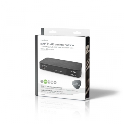 Digitale Audioconverter | 2-wegs | Input: DC Power / 1 x HDMI™ Input | Output: 1x 3,5 mm / 1x TosLink / 3x HDMI™ Output | Automatisch / Drukknop | Antraciet