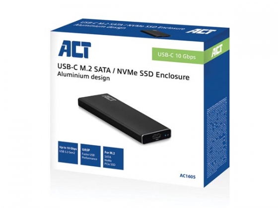 USB 3.2 Gen2 USB-C M.2 SATA en NVMe SSD Behuizing