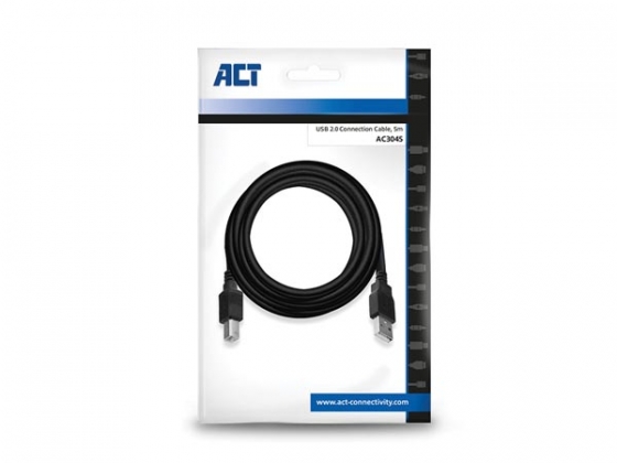 USB 2.0 A male - B male aansluitkabel - 5 m