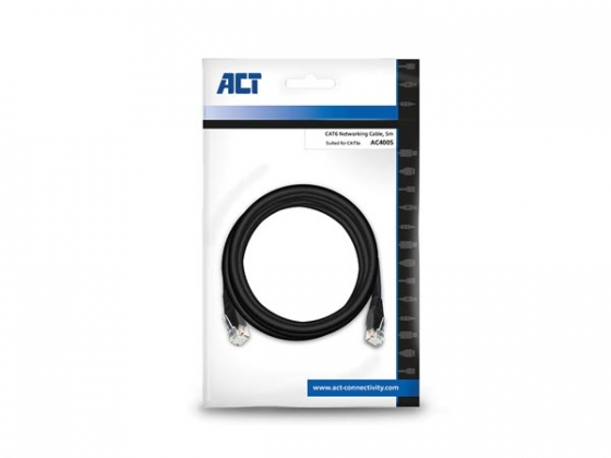 CAT6 U/UTP netwerkkabel, koper, 5m, zwart