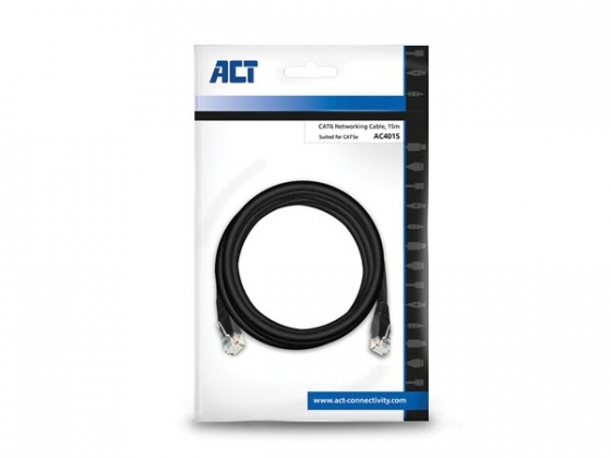 CAT6 U/UTP netwerkkabel, koper, 15m, zwart