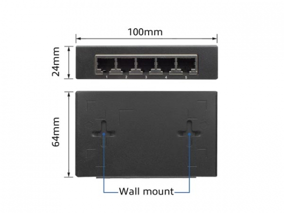 10/100/1000 Mbps netwerkschakelaar 5 poorten - metalen ontwerp