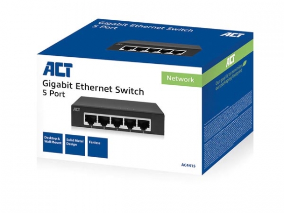 10/100/1000 Mbps netwerkschakelaar 5 poorten - metalen ontwerp