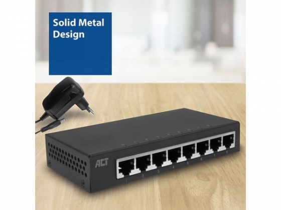 10/100/1000 Mbps netwerkschakelaar 8 poorten - metalen ontwerp