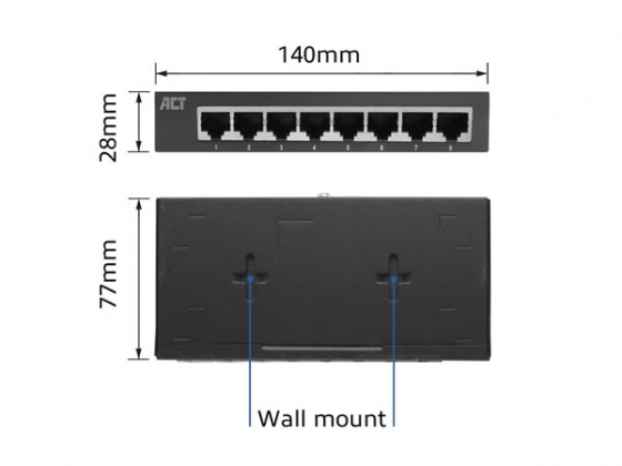 10/100/1000 Mbps netwerkschakelaar 8 poorten - metalen ontwerp