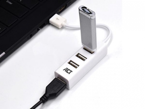 USB 2.0 hub mini 4-poorts wit