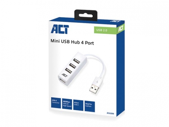 USB 2.0 hub mini 4-poorts wit