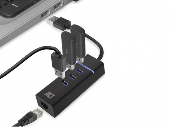 USB 3.2 Gen1 hub 3 poorten met Gigabit netwerkpoort