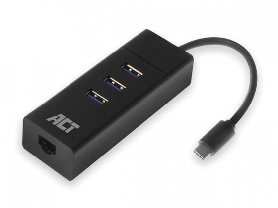 USB-C 3.2 Gen1 hub 3 poorten met Gigabit netwerkpoort.