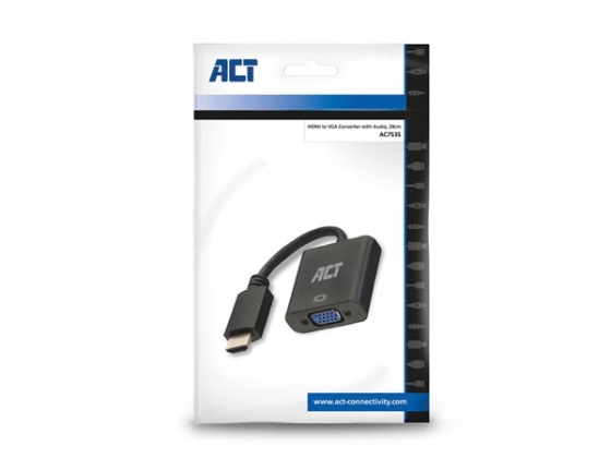 Adapterkabel HDMI mannelijk naar VGA vrouwelijk, met audio - 0.15 m