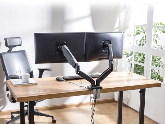 Monitorarm office met gasveer, 2 schermen