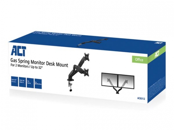 Monitorarm office met gasveer, 2 schermen