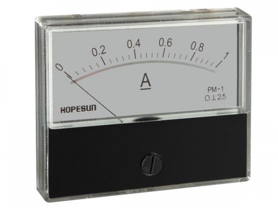 ANALOGE PANEELMETER VOOR DC STROOMMETINGEN 1A DC / 70 x 60mm