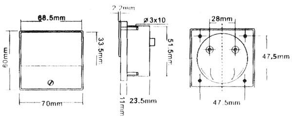 ANALOGE PANEELMETER VOOR DC STROOMMETINGEN 100µA DC / 70 x 60mm