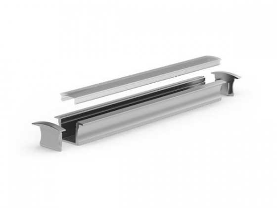 RECESSED SLIMLINE 15 mm - ALUMINIUM-INBOUWPROFIEL VOOR LEDSTRIP - GEANODISEERD ALUMINIUM - ZILVER - 2 m