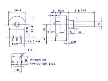 POTMETER MONO LIN 2K WITH SWITCH