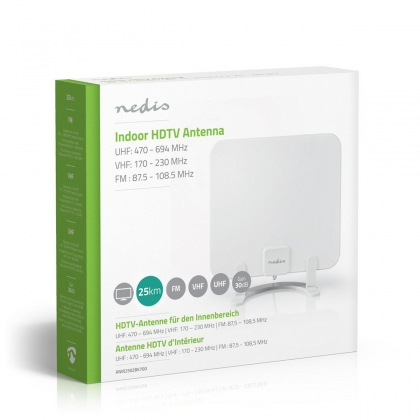 HDTV-Antenne voor Binnen | 0 - 25 km | Versterking 30 dB | FM / VHF / UHF | Wit