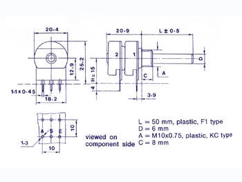 POTMETER STEREO LIN 1K