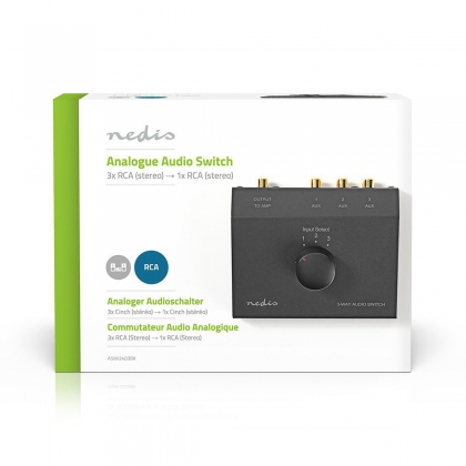 Analoge Audio-Switch | 3 poort(en) | Input: 3x (2x RCA Female) | Output: 1x (2x RCA Female) | Manueel | Metaal | Zwart