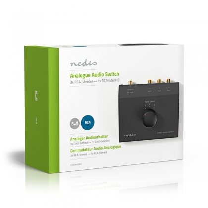 Analoge Audio-Switch | 3 poort(en) | Input: 3x (2x RCA Female) | Output: 1x (2x RCA Female) | Manueel | Metaal | Zwart