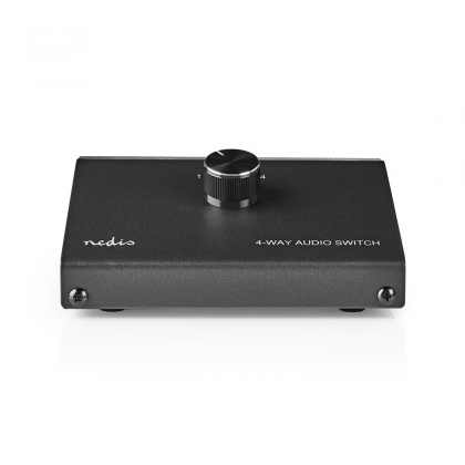 Analoge Audio-Switch | 4-Poorts poort(en) | Input: 1x 3,5 mm / 3x (2x RCA Female) | Output: 1x (2x RCA Female) | Manueel | Metaal | Zwart