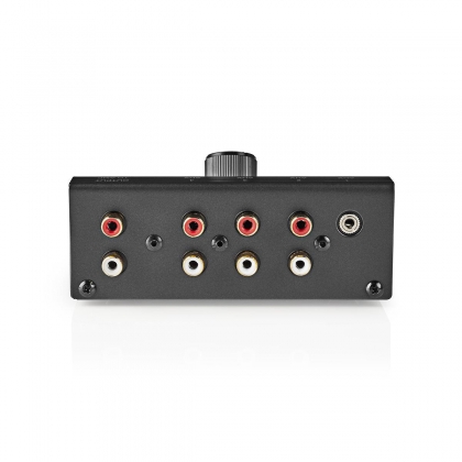 Analoge Audio-Switch | 4-Poorts poort(en) | Input: 1x 3,5 mm / 3x (2x RCA Female) | Output: 1x (2x RCA Female) | Manueel | Metaal | Zwart