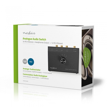 Analoge Audio-Switch | 4-Poorts poort(en) | Input: 1x 3,5 mm / 3x (2x RCA Female) | Output: 1x (2x RCA Female) | Manueel | Metaal | Zwart